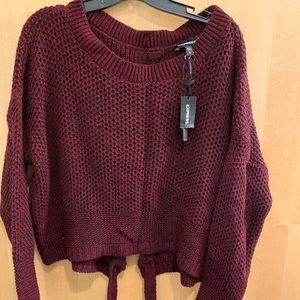 Cropped lace back sweater